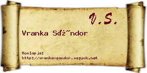 Vranka Sándor névjegykártya