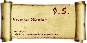 Vranka Sándor névjegykártya