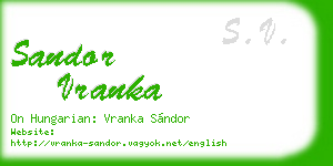 sandor vranka business card